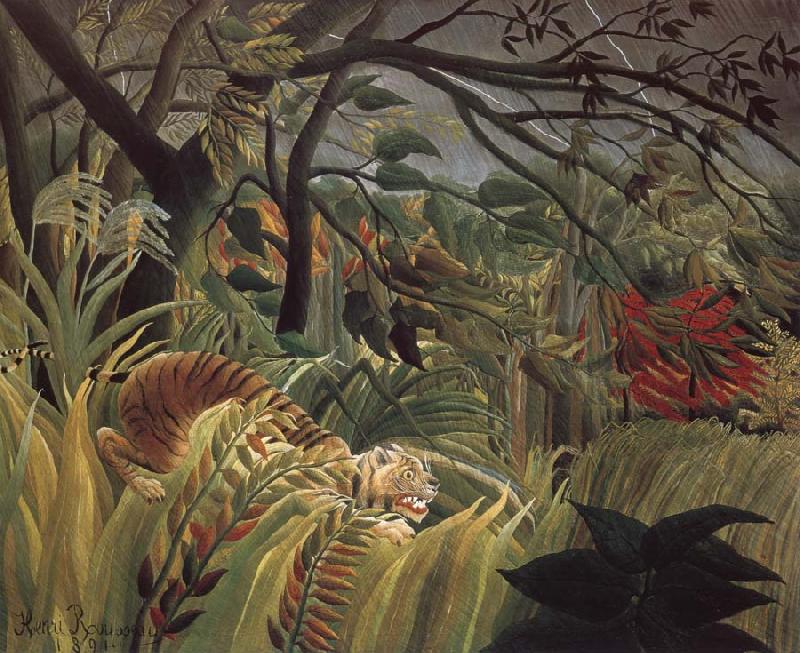 Henri Rousseau Tiger in a Tropical Storm France oil painting art